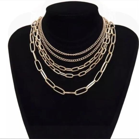 New Multi Layered Gold Chain Punk Choker Necklace, nice Necklace, cute Necklace - Picture 2 of 5